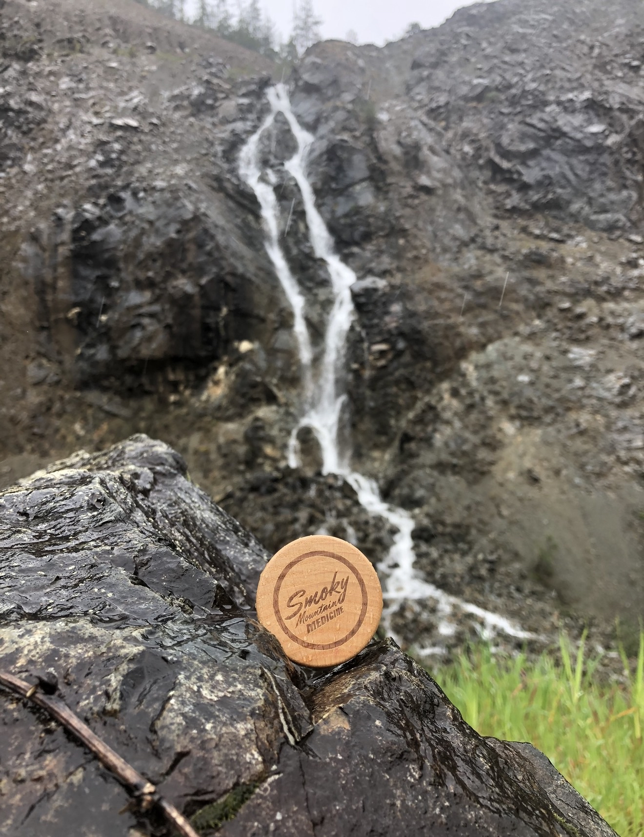 Wooden Lid at Waterfall